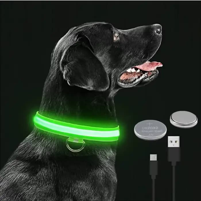 Collier de chien lumineux LED réglable clignotant Rechargea collier lumineux nuit Anti-perte harnais