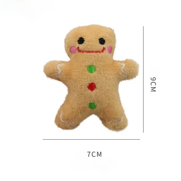 Jouets de noël pour chats, bonhomme en pain d'épice, père noël, en peluche, pour chiens, jeu interac