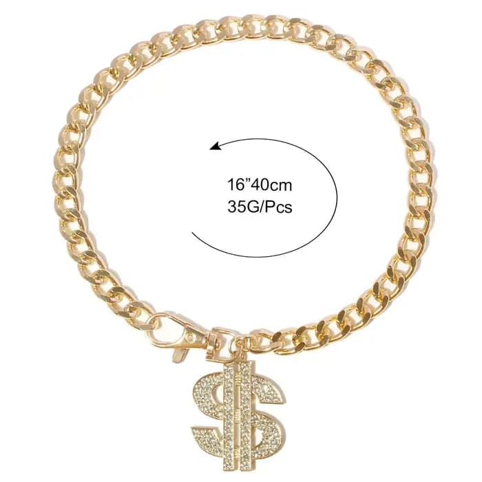 Collier de luxe pour chiens de petite et moyenne taille, pendentifs avec signe de Dollar, Hip Hop, c