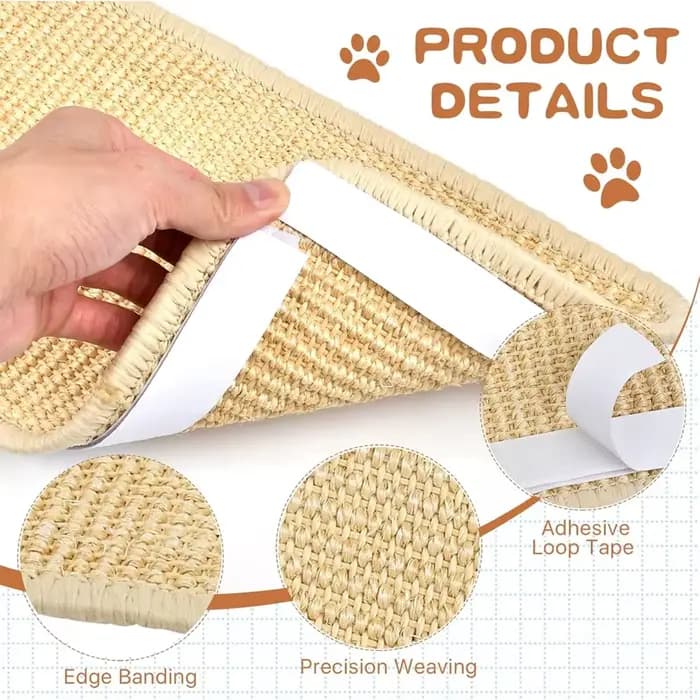 Tapis à gratter en Sisal naturel pour chat, tapis à gratter horizontal pour sol de chat, protection