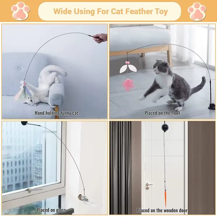 Jouet interactif de Simulation d'oiseau pour chat, avec ventouse, plume amusante pour chaton, exerci