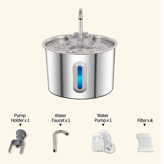 Fontaine d'eau pour chat en acier inoxydable, distributeur d'eau automatique pour animaux de compagn