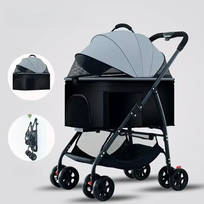 Nouvelle poussette pliable pour animaux de compagnie, poussette détachable pour animaux de compagnie