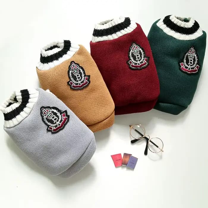 Pull tricoté pour chien de compagnie, vêtements pour petits et moyens chiens, uniforme scolaire remb