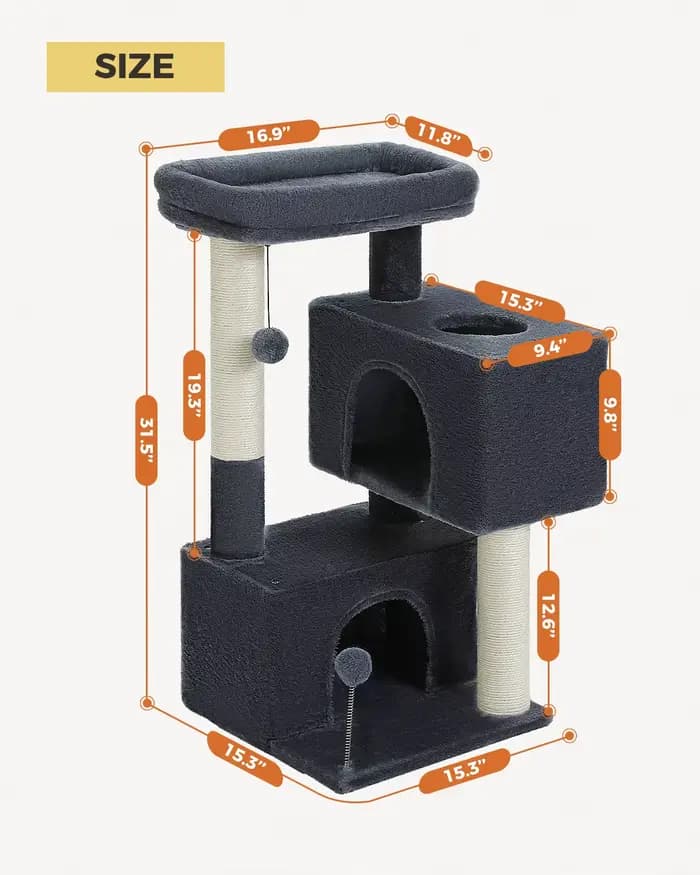 Tour d'arbre à chat d'intérieur pour chats, condo pour chat avec griffoir, perchoir souple et balle