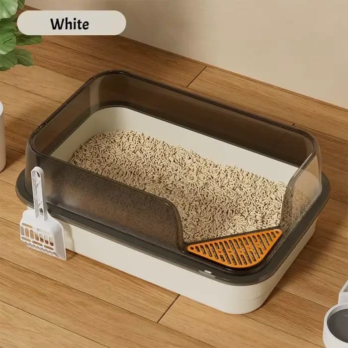 Bac à litière semi-fermé anti-éclaboussures pour chat, toilette pour chaton, bac de nettoyage, fourn
