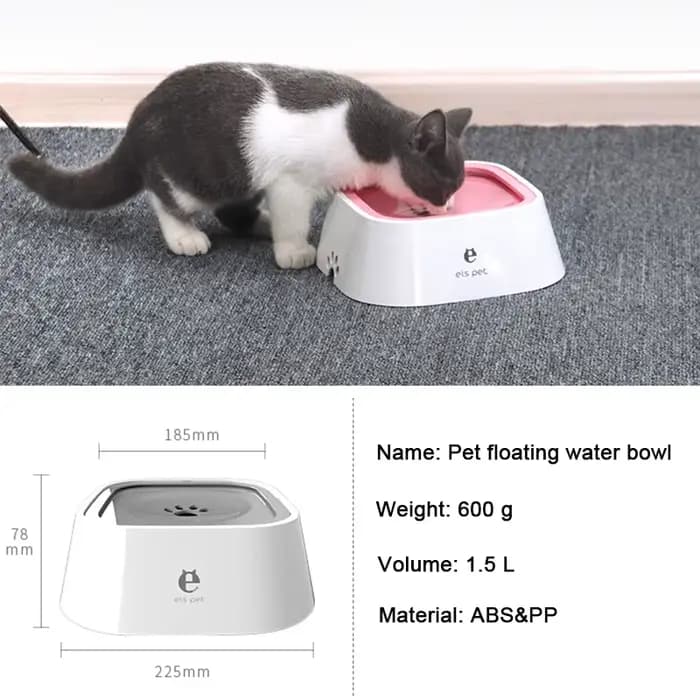 Bol d'eau potable pour chien, bol flottant à bouche Non mouillante pour chat sans déversement, distr