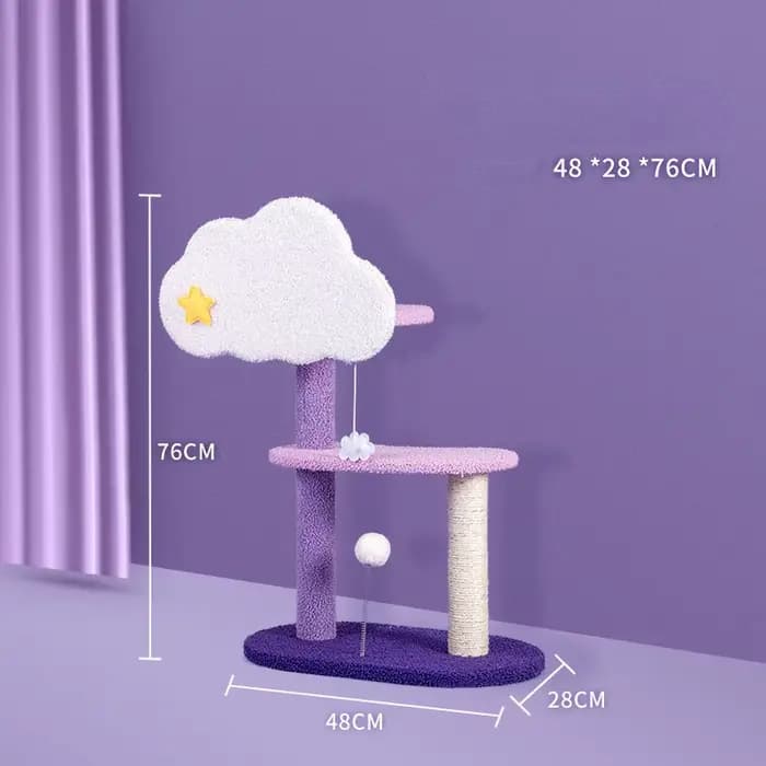 Arbre à chat nuage violet, poteau à gratter pour chat, grands accessoires d'intérieur pour animaux d