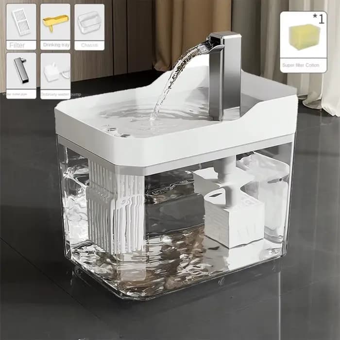 Fontaine à eau pour chat avec filtre automatique, distributeur d'eau transparent USB anti-brûlure à