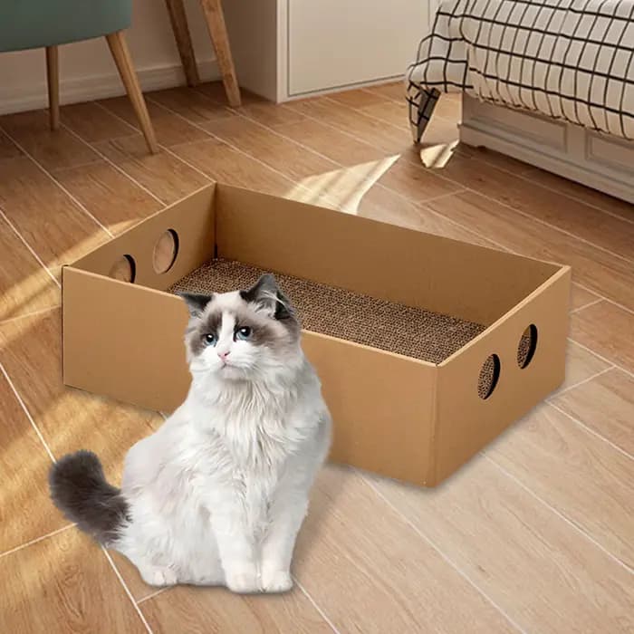 Boîte à gratter pour chat, grande maison en carton pour chat, papier ondulé, tampon à gratter, griff