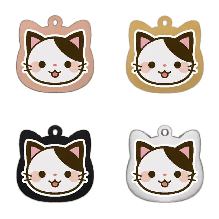 Étiquettes de chat personnalisées mignonnes en acier inoxydable, motif coloré, étiquettes de nom de