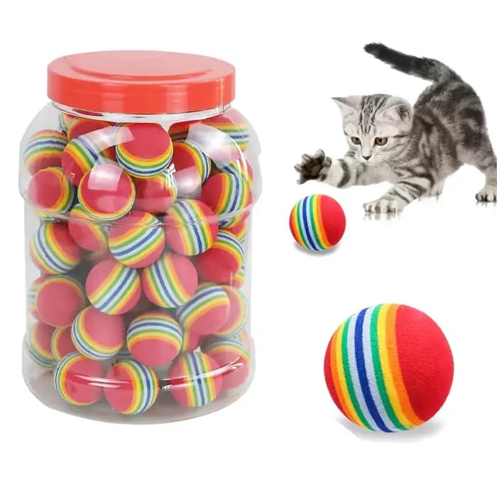 Arc-en-ciel EVA chat jouets balle interactive chat chien jouer à mâcher hochet Scratch EVA balle bal