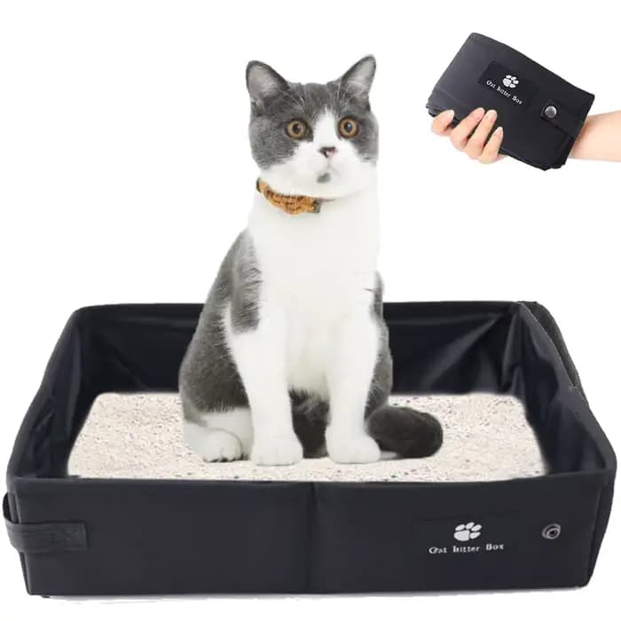 Bac à litière de voyage pour chats, bac à litière portable pour chats, bac à litière pliable pour ch