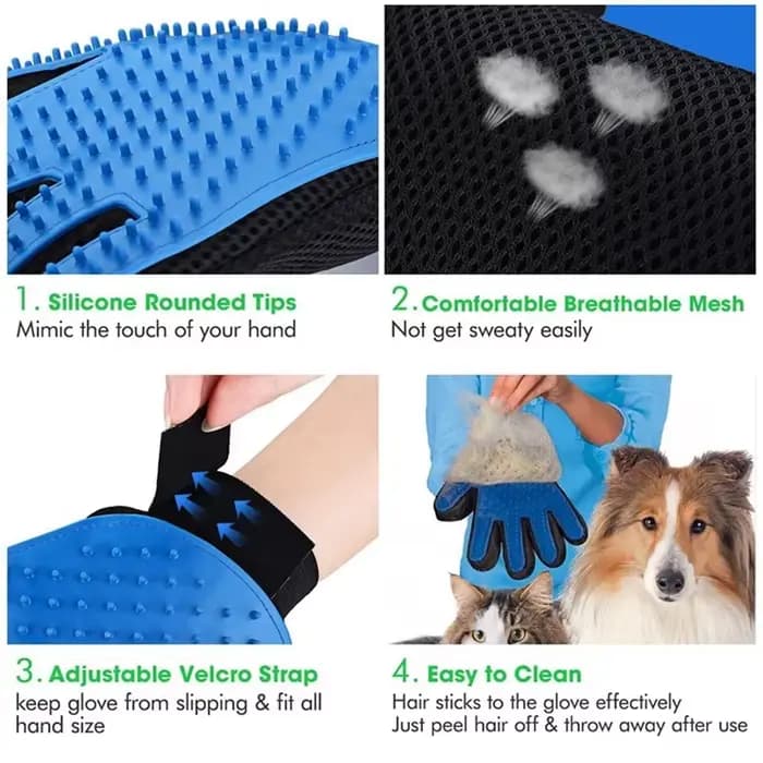 Gant de toilettage en laine pour chat et chien, brosse démêlante pour poils d'animaux, peigne de mas