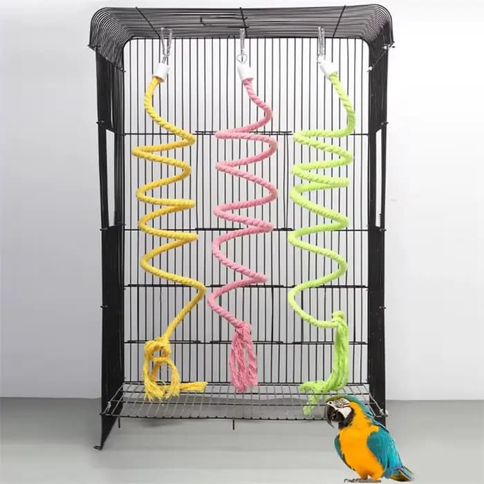 Jouet pour oiseaux en spirale, corde en coton, barre à mâcher, balançoire pour perroquet, jouets deb