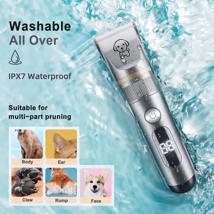 Kit de toilettage silencieux avec peigne pour chat, tondeuse à poils d'animaux, 5 vitesses, rasoirs