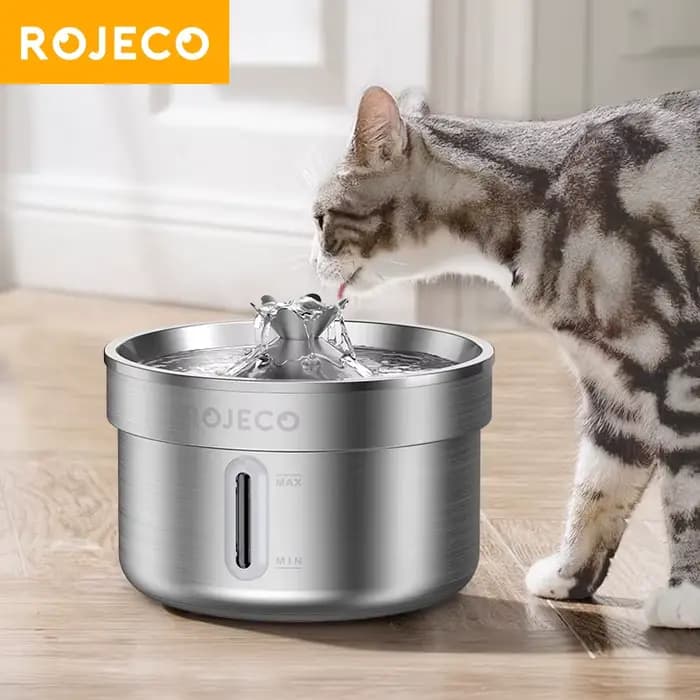 ROJECO fontaine à boire pour animaux de compagnie en acier inoxydable fontaine d'eau automatique pou