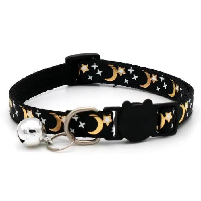 Collier de chat avec cloche dessin animé étoile lune chien chiot chaton collier réglable cloche de s