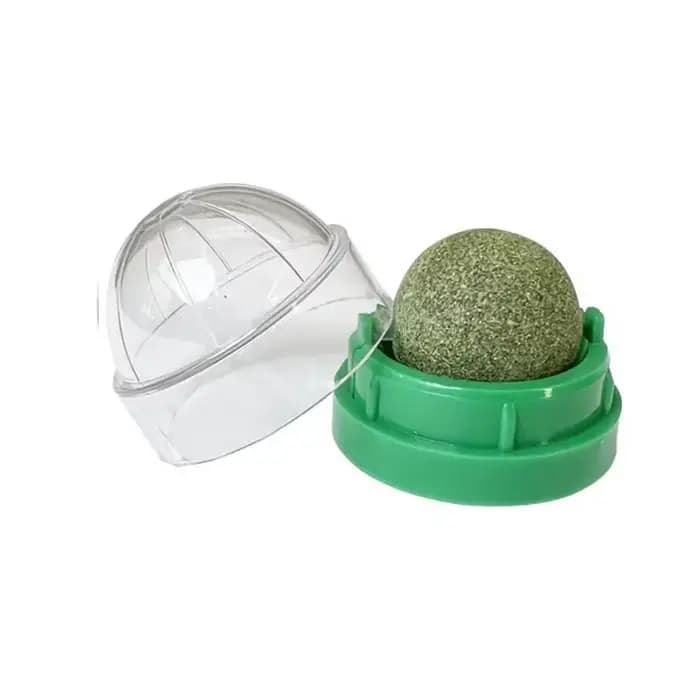 Boule d'herbe à chat rotative, jouet mural pour chat, auto-jeu, soulagement de l'ennui, jouet de léc