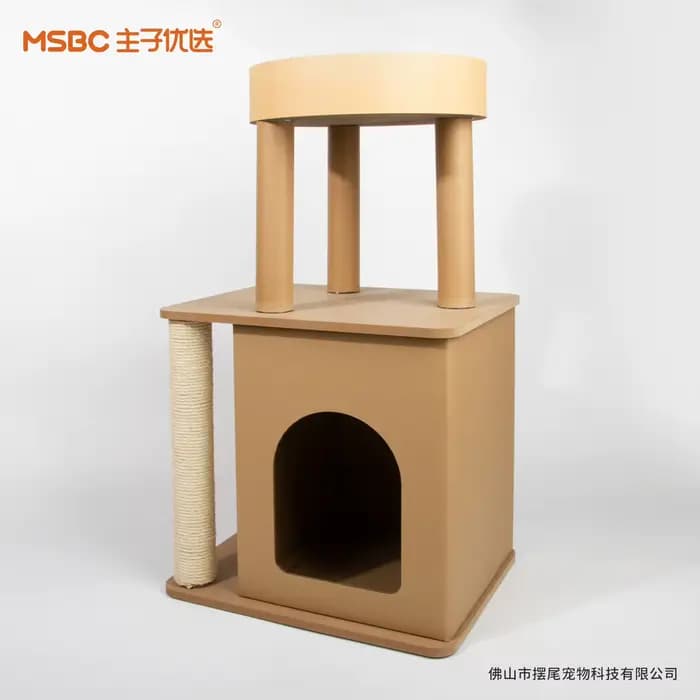 Grande boîte à gratter interactive pour arbre à chat, maison pour chat en carton