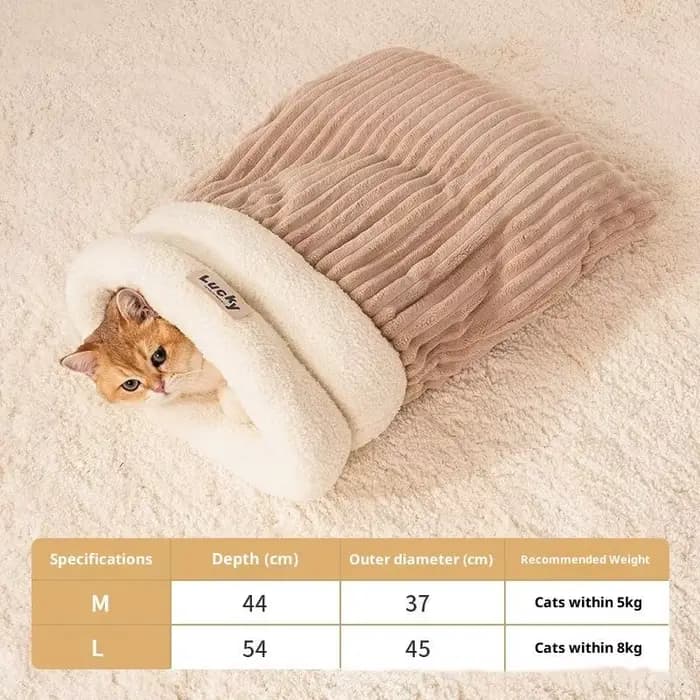 Nid de chat fermé, lit de chat épais, sac de couchage d'intérieur pour chats, sac de couchage chaud