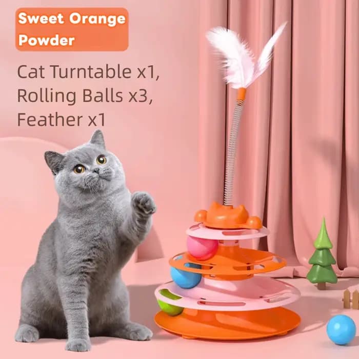 Tour de jouet pour chat à 3 couches, exercice physique interactif, jouets pour chaton, stimulant et