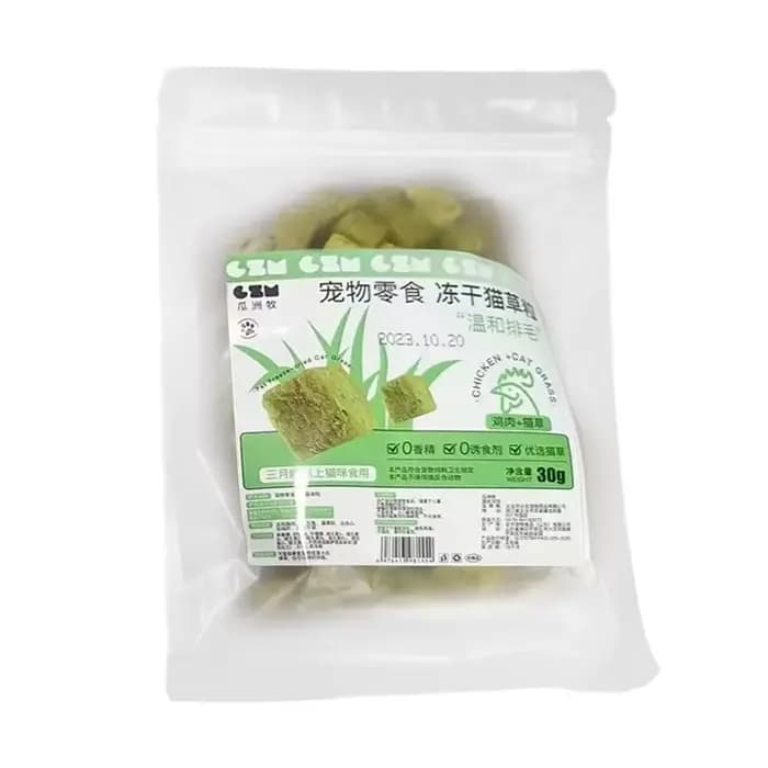 30g chat collations lyophilisée Grain congelé granulés bâton dents Snack herbe granulés herbe meulag