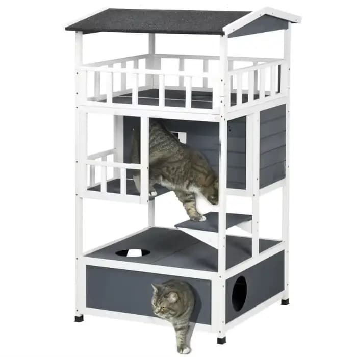 Maison pour chat d'extérieur en bois, arbre à chat, abri pour chat errant, arbre pour chaton avec to