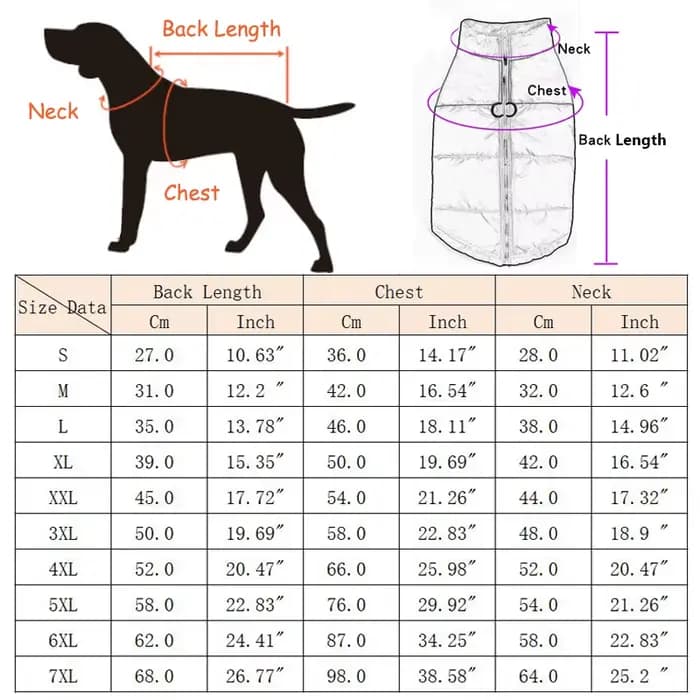 Hiver chaud chien gilet veste S-7XL vêtements pour animaux de compagnie pour petits moyens grands ch