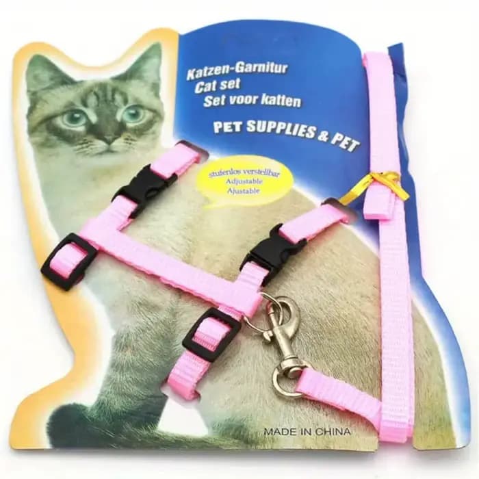 Collier de chat harnais laisse réglable en Nylon Traction pour animaux de compagnie chat chaton chie