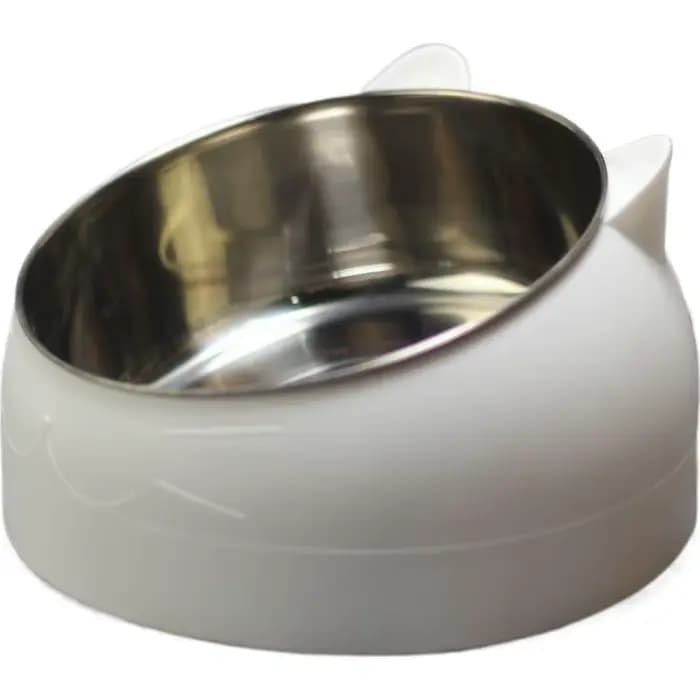 Bol pour chat 100 ml 15 ° Bol en acier inoxydable inclinable antidérapant, version améliorée, adap
