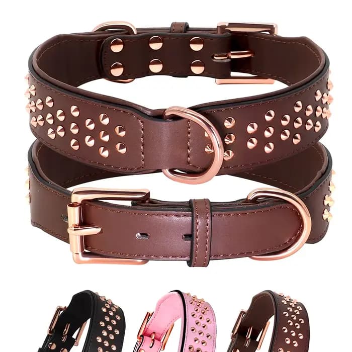 Collier en cuir clouté pour animaux de compagnie, réglable, durable, grand, moyen, grand, chiot, pit