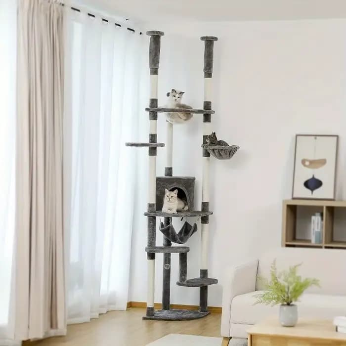 Arbre à chat du sol au plafond, 92.9 en effet-101.6, recommandé, tour à chat réglable, grande maison