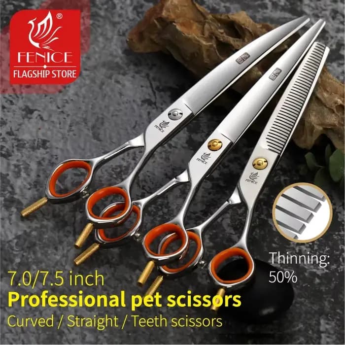 Fenice professionnel 7.0 pouces ciseaux de toilettage pour animaux de compagnie moelleux sans trace