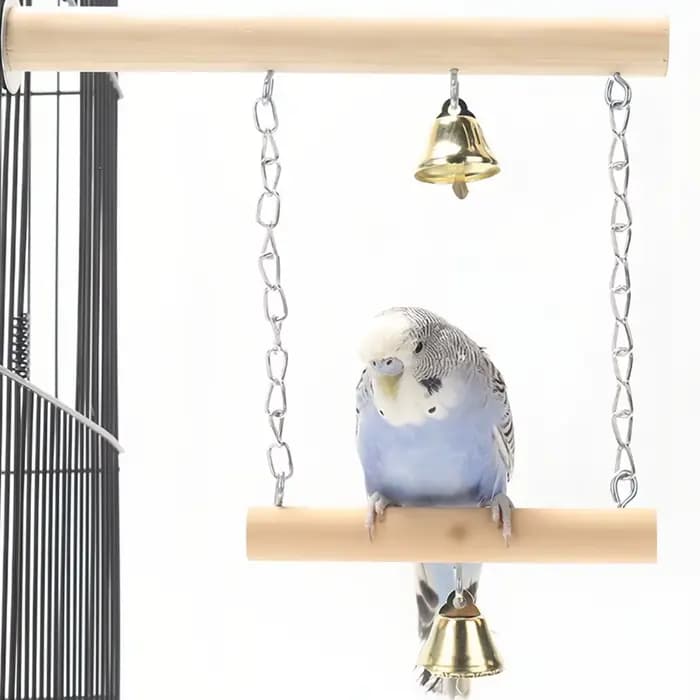 Jouet de pont pivotant en bois à Double couche avec cloche, entraînement des oiseaux de compagnie, s