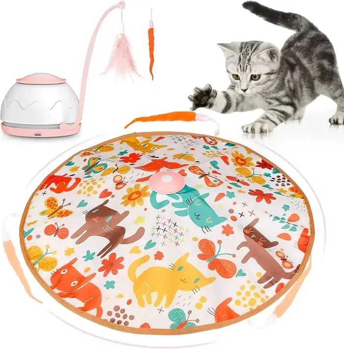 Jouet Électrique Interactif pour Chat ATUBAN, Rechargeable USB, Rotation à 360°, Puzzle Intelligent,