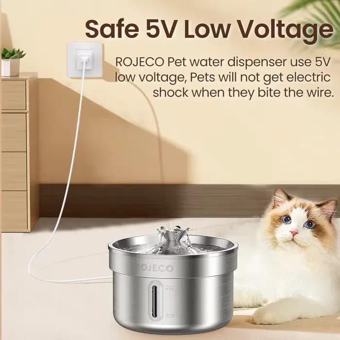 ROJECO fontaine à boire pour animaux de compagnie en acier inoxydable fontaine d'eau automatique pou