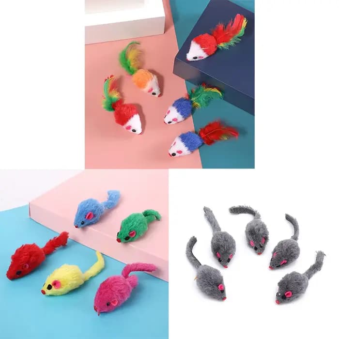 5 pièces en peluche Simulation souris chat jouets animal de compagnie taquin jouets interactifs colo