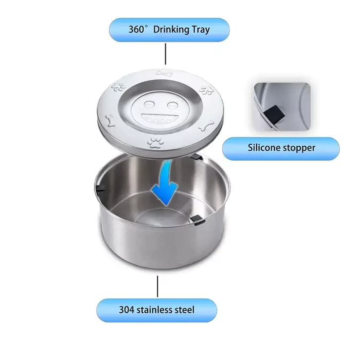 Gamelle flottante en acier inoxydable de grande capacité, distributeur d'eau anti-éclaboussures pour