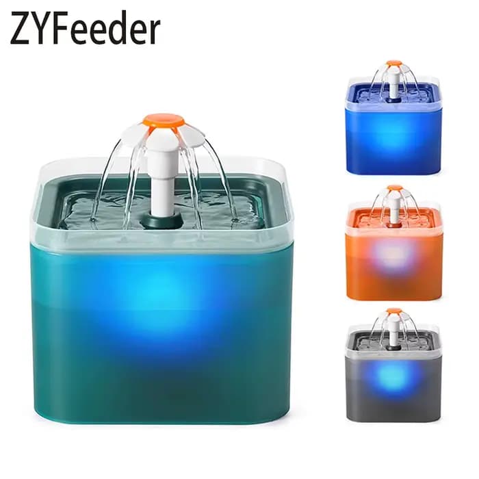Fontaine d'eau automatique 2L pour chats et chiens, avec éclairage LED, distributeur d'eau USB pour