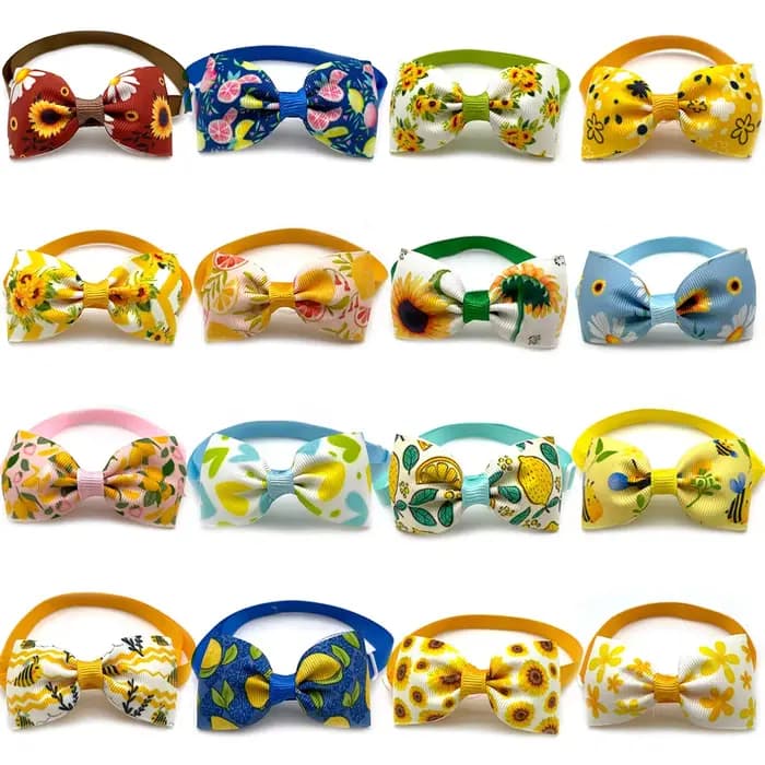 Nœud papillon de printemps pour chien, 50/100 pièces, accessoire de toilettage pour animaux de compa