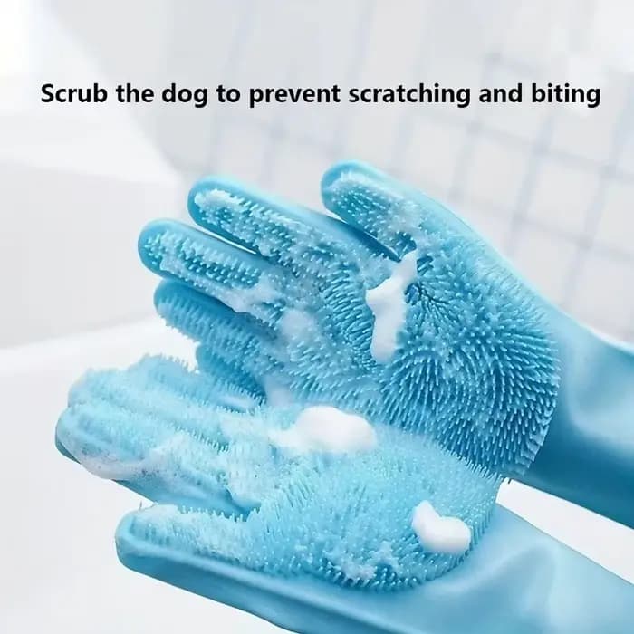 Gants de Toilettage pour Animaux de Compagnie, Shampoing pour Chien et Chat, Éponge Magique en Silic