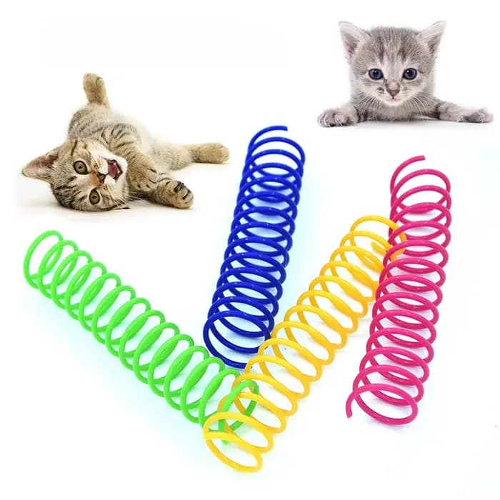 Jouets à ressort en plastique pour chat, couleur étendue, produits interactifs pour animaux de compa