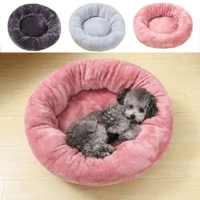 Lit pour animaux de compagnie confortable beignet rond chenil pour chien doux lavable chien chat cou