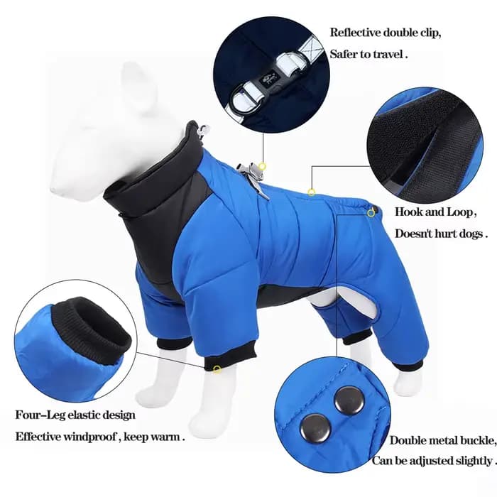 Combinaison imperméable pour chien, manteau d'hiver, vêtements chauds pour chiot, veste en coton pou
