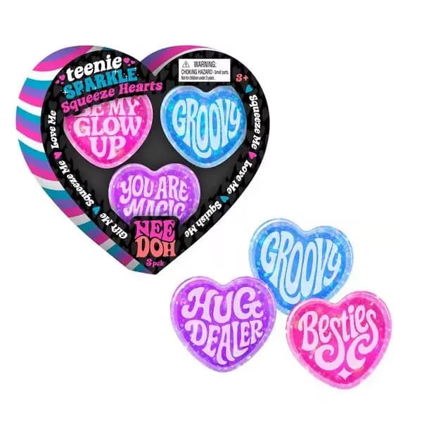 Jouets anti-stress Cœur Saint-Valentin 2026 – Lot de 3 jouets sensoriels souples à remontée lente en