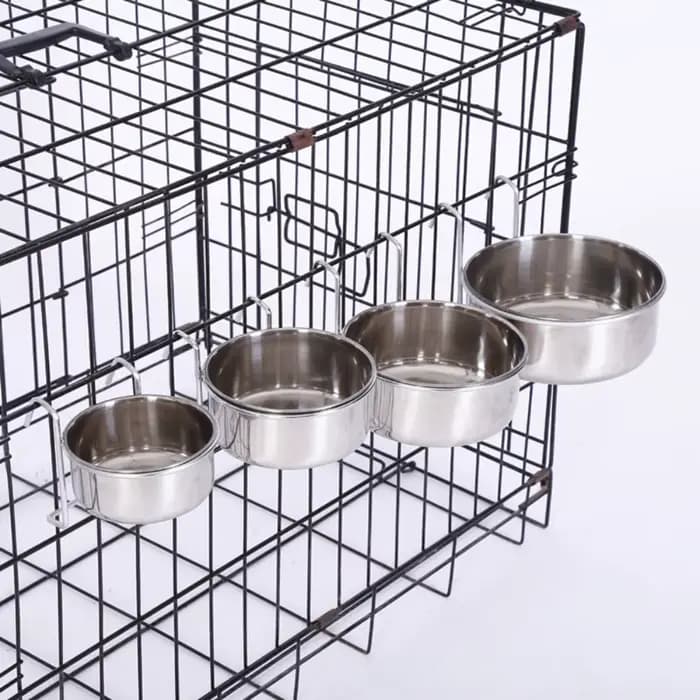 Cage de cintre pour chat, tasse en acier inoxydable, outils d'alimentation pour animaux de compagnie