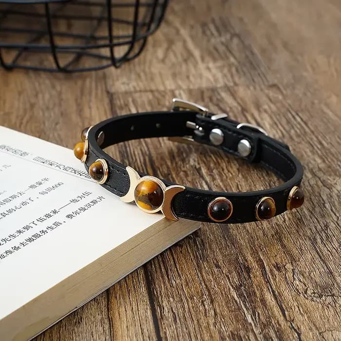 Collier en cuir souple pour chat, décoration yeux de tigre, sangle de cou pour chiot, chaton, access