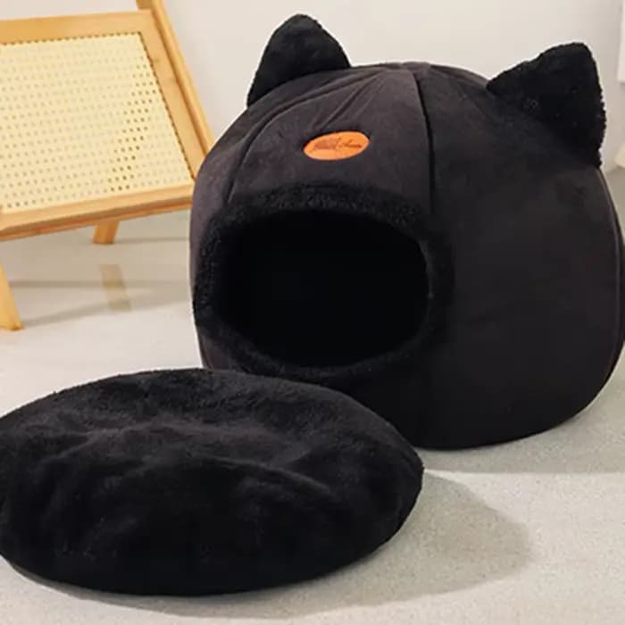 Nid de chat universel quatre saisons en forme de tête de chat, mignon et confortable, chaud, grotte