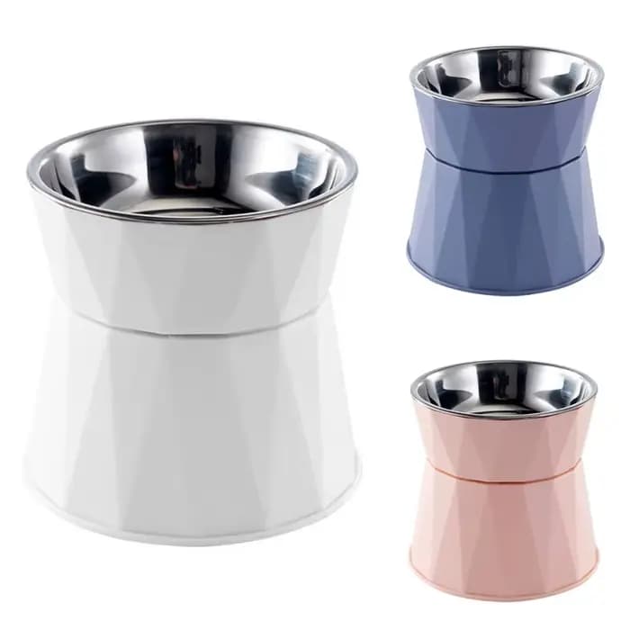 Filles à Pied Haut en Acier Inoxydable pour Chat et Chien, Protection du Cou, pour Nourriture et Eau